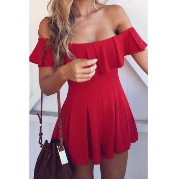 Mura Boutique Dresses & Skirts - Mura Boutique London Calling Romper Playsuit, Red